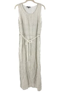 Piazza Del Tempio Linen Maxi Dress Womens Small Striped Coastal Beach Resort